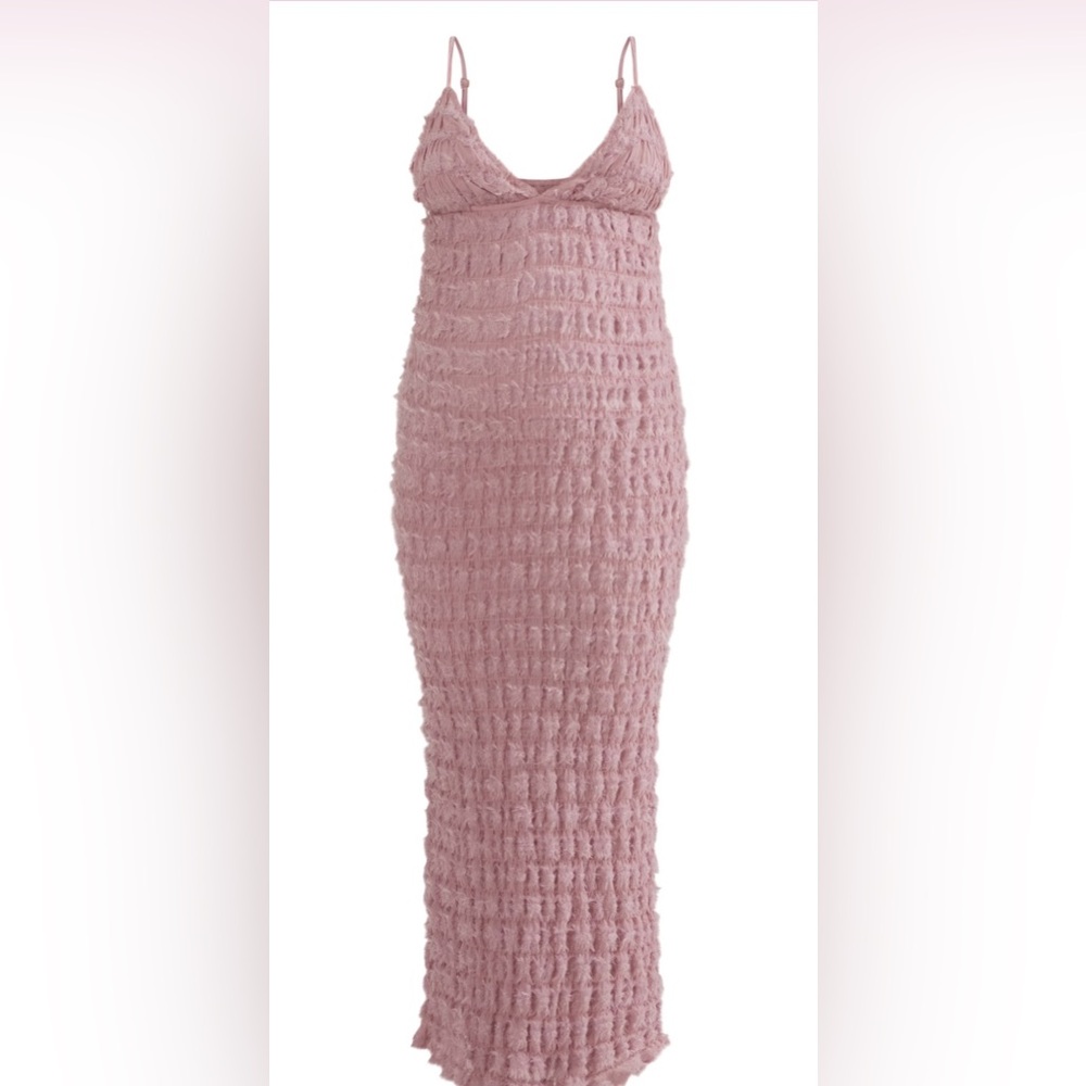 Pretty Little Thing Maternity Dusty Pink Shirred Maxi Dress Size 12